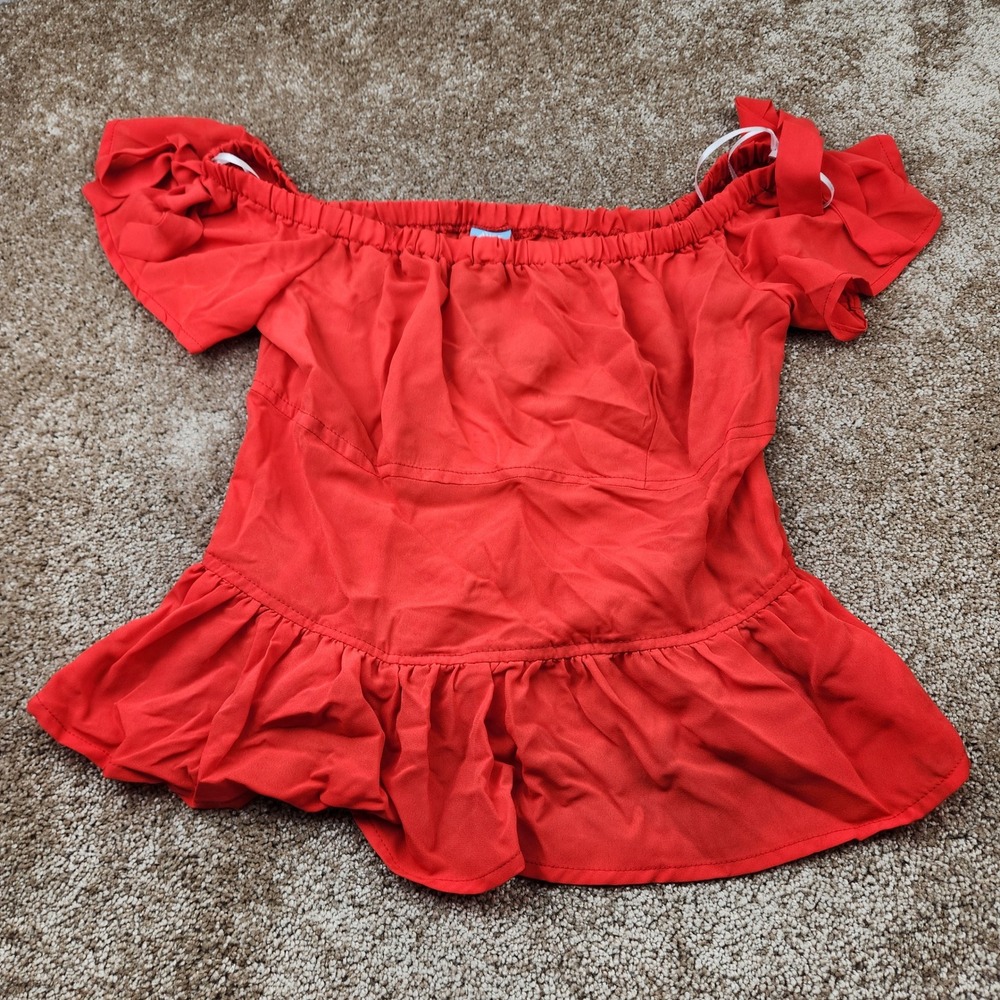 Disney Alice Through the Looking Glass Red Off the‎ Shoulder Peplum Top M NEW